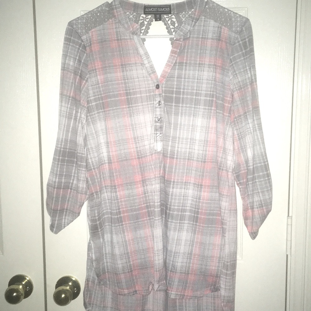 Light pink and gray button shirt